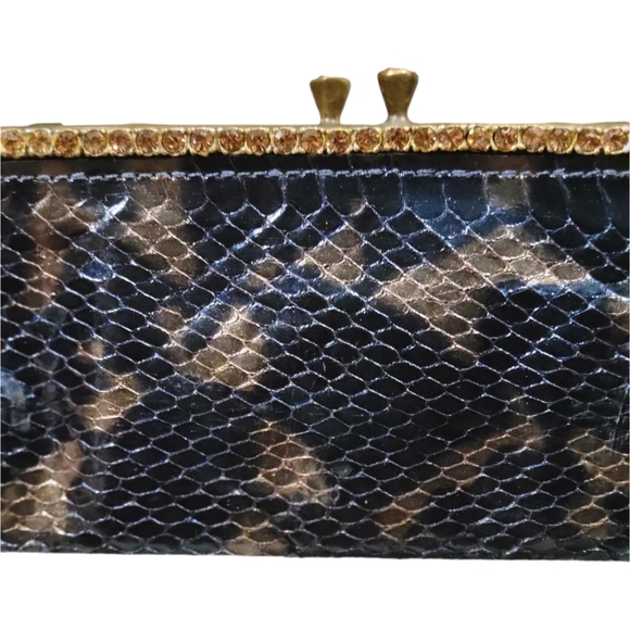 CLARA KASAVINA CRYSTAL STUD PYTHON HANDBAG/CLUTCH - Picture 3 of 10
